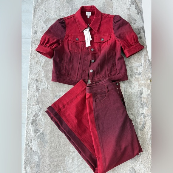 NEW Cinq a Sept Red Ombre Short Sleeve Jacket - Picture 2 of 5